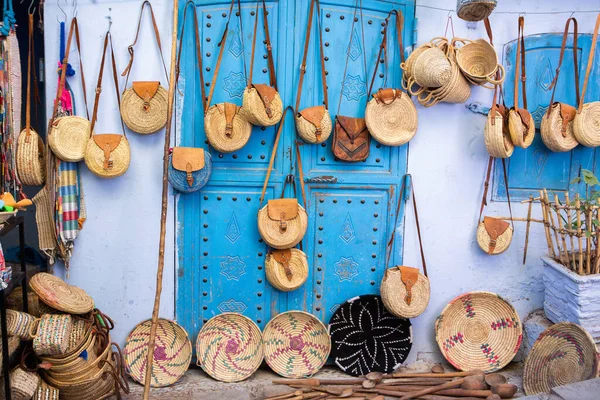 Blaue Straße Und Häuser Chefchaouen Marokko Schöne Farbige Mittelalterliche Straße — Stockfoto