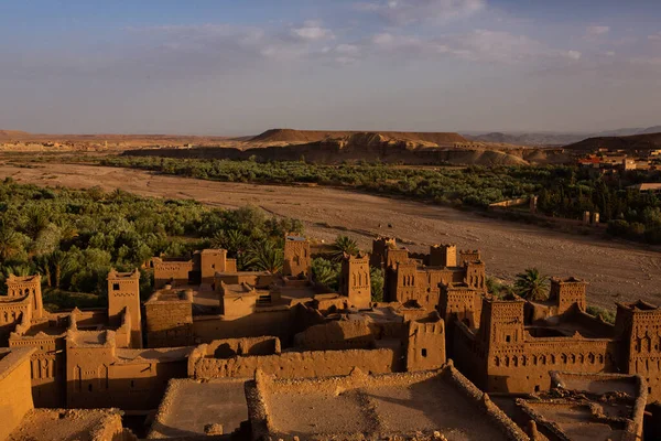 摩洛哥的Kasbah Ait Ben Haddou 来自撒哈拉沙漠的要塞和传统粘土屋 — 图库照片