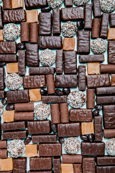 Ассортимент Вкусных Шоколадных Конфет Фона Шоколадные Конфеты — стоковое фото