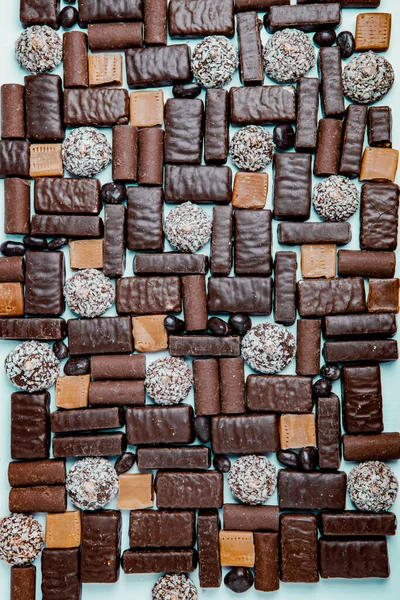 Assortment Delicious Chocolate Candies Background Chocolate Candy Isolated — Stock Photo, Image