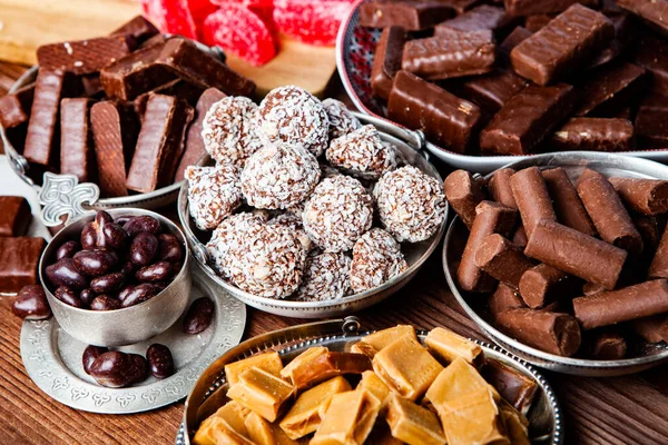 Assortment Delicious Chocolate Candies Background Chocolate Candy Isolated — Stock Photo, Image