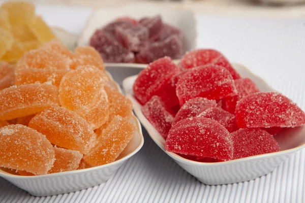 Viele Marmelade Bonbons Oder Gelee Bonbons Gefärbt — Stockfoto