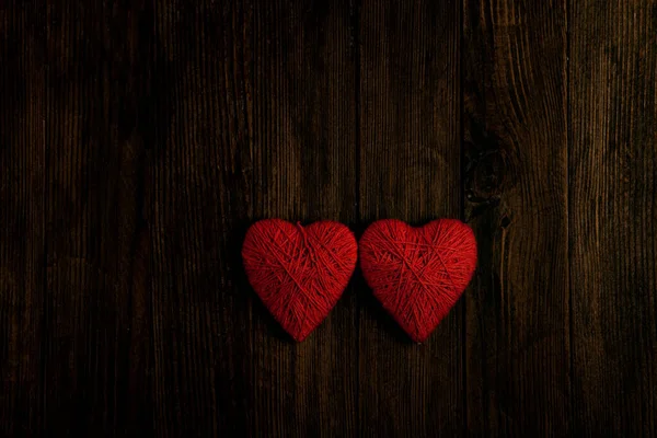 Coeurs Amour Sur Fond Texture Bois Valentines Concept Carte Jour — Photo