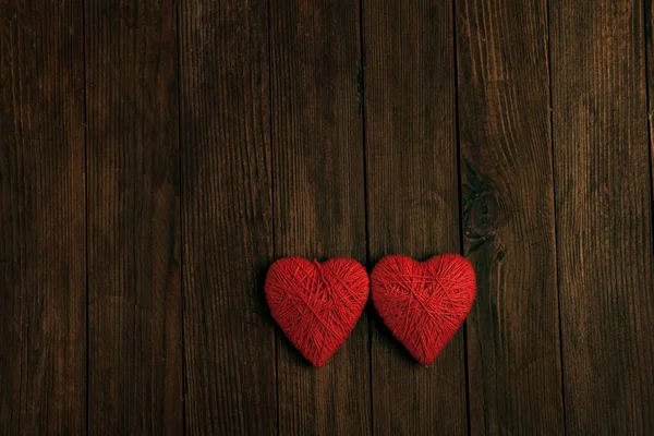 Uwielbiam Serca Drewnianym Tle Tekstury Koncepcja Kartki Walentynkowej Serce Walentynki — Zdjęcie stockowe