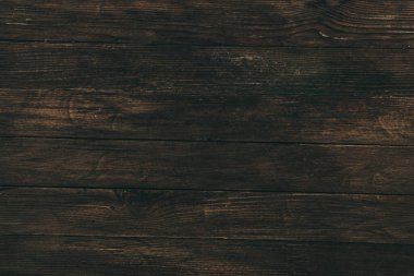 Düğümlü ve tırnak delikli klasik kahverengi ahşap arka plan dokusu. Eski boyalı ahşap duvar. Kahverengi soyut arka plan. Klasik, koyu renk, yatay tahtalar. Kopyalama alanı ile ön görünüm