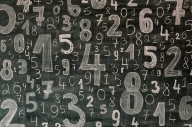 Rakamların geçmişi. Sıfırdan dokuza kadar. Sayıların dokusu. Mali veri kavramı. Matematik. Sayılarla kusursuz desen. finansal kriz konsepti. İş başarısı.