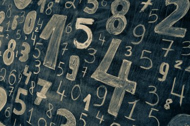 Rakamların geçmişi. Sıfırdan dokuza kadar. Sayıların dokusu. Mali veri kavramı. Matematik. Sayılarla kusursuz desen. finansal kriz konsepti. İş başarısı.