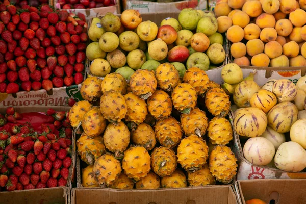 Fresh Fruits Vegetables Local Market Lima Peru Market Vegetables Sold — ストック写真