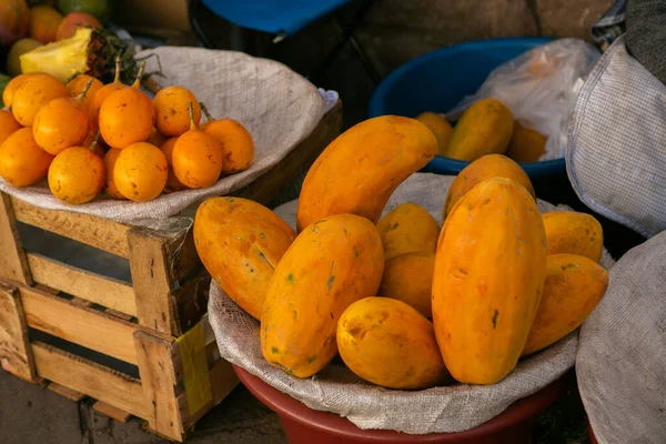 Fresh Fruits Vegetables Local Market Lima Peru Market Vegetables Sold — ストック写真