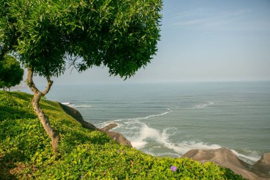 Pasifik Okyanusu, Peru 'nun başkenti Lima kıyılarını ısıtır. Latin Amerika 'nın güzel şehir doğası.