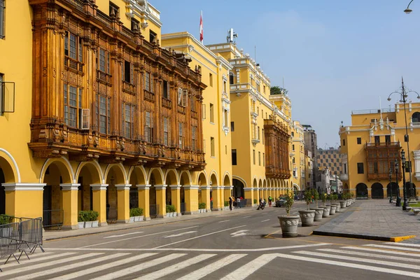 Belos Edifícios Coloniais Ruas Capital Peruana Lima — Fotografia de Stock