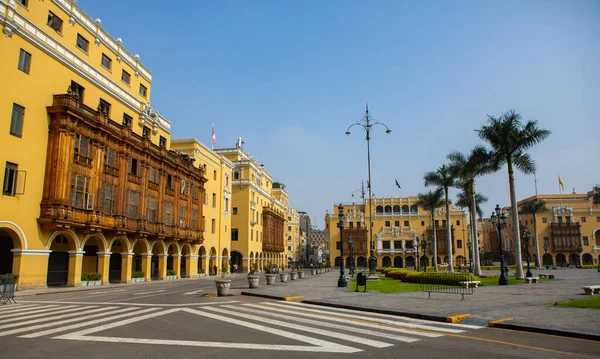 Beautiful Colonial Buildings Streets Peruvian Capital Lima — стоковое фото