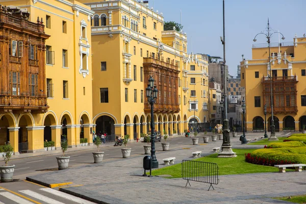 Beautiful Colonial Buildings Streets Peruvian Capital Lima — стоковое фото