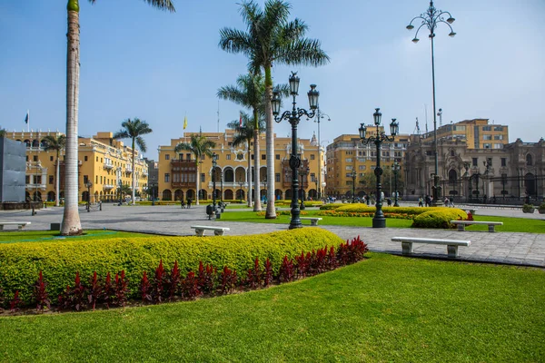 Beautiful Colonial Buildings Streets Peruvian Capital Lima — Foto de Stock