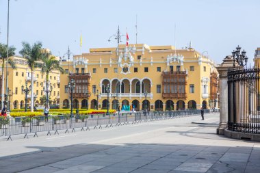 Peru başkentindeki güzel koloni binaları ve sokaklar, LimaEditoryal fotoğraf.