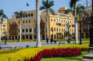 Peru başkentindeki güzel koloni binaları ve sokaklar, LimaEditoryal fotoğraf.