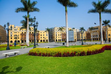 Peru başkentindeki güzel koloni binaları ve sokaklar, LimaEditoryal fotoğraf.