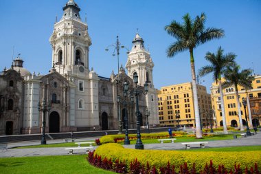 Beautiful colonial buildings and streets in the Peruvian capital, LimaEditorial photo.