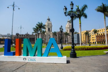 Peru 'nun başkenti Lima' daki güzel koloni binaları ve sokakları.