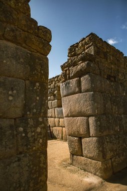 Peru 'daki World Machu Picchu mucizesi. İnka kutsal şehir kalıntılarıyla And Dağları 'nın güzel manzarası. 