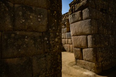 Peru 'daki World Machu Picchu mucizesi. İnka kutsal şehir kalıntılarıyla And Dağları 'nın güzel manzarası. 