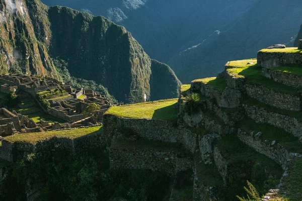ペルーの世界マチュピチュの不思議 アンデス山脈の美しい景観 Incan神聖な都市遺跡 — ストック写真