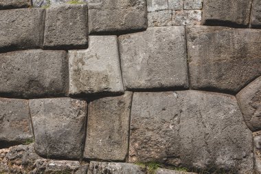Cusco, Peru 'daki Sacsayhuaman kalesi. Taş duvar arkaplanı.