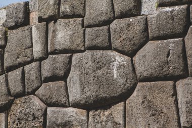 Cusco, Peru 'daki Sacsayhuaman kalesi. Taş duvar arkaplanı.