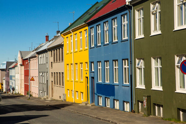 Colorful houses and buildings in the city of Reykjavik the capital of Iceland.