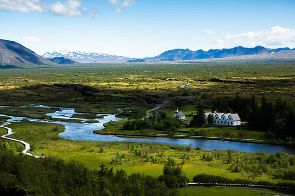 Picturesque Landscape Green Nature Iceland Summer Image Very Quiet Innocent — Foto Stock