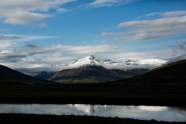 Picturesque landscape with green nature in Iceland during summer. Image with a very quiet and innocent nature.