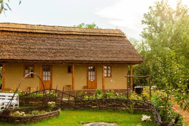 rural house made of clay and clay roof. The ideal country house for rest and relaxation in the bosom of nature