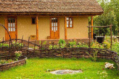 rural house made of clay and clay roof. The ideal country house for rest and relaxation in the bosom of nature