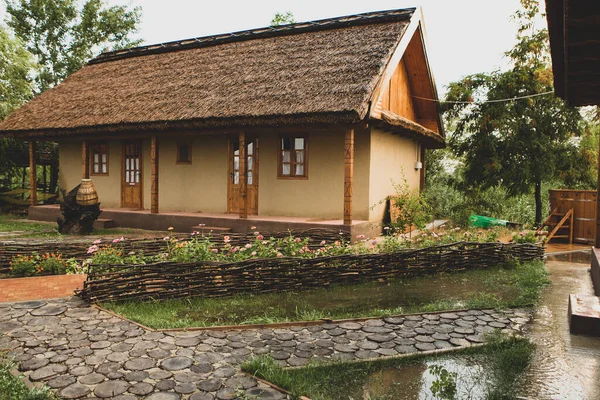 Rural House Made Clay Clay Roof Ideal Country House Rest — Stockfoto