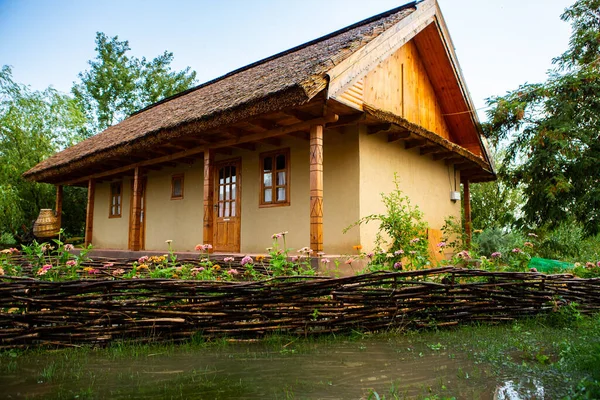 Rural House Made Clay Clay Roof Ideal Country House Rest — Stockfoto