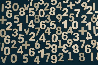 Colorful wooden colorful numbers background. Numbers texture abstraction. Global economy crisis concept 