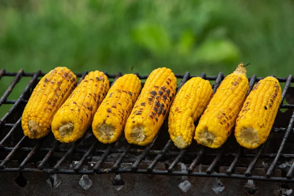 Fresh Roasted Grilled Corncobs Grilled Corn Sale Street — Stock Photo, Image