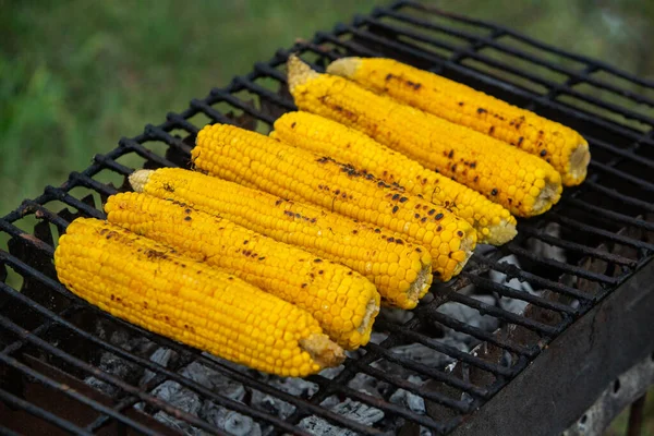 Fresh Roasted Grilled Corncobs Grilled Corn Sale Street — Stock Photo, Image