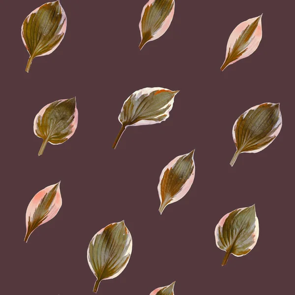 Seamless Texture Hosta Leaves Dusty Pink Background — Stock Photo, Image