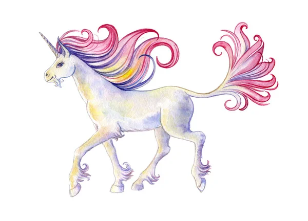 Acuarela Unicornio sobre fondo blanco — Foto de Stock