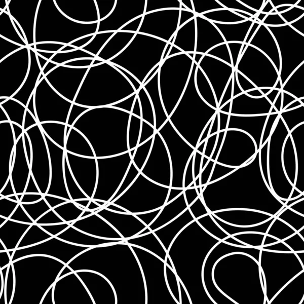 Einfache schwarz-weiße nahtlose Textur mit komplizierten Linien — Stockvektor