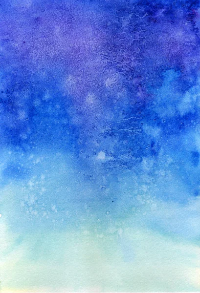 Gece gökyüzü bulutlarla ve yıldızlarla suluboya boyayla boyanmış — Stok fotoğraf