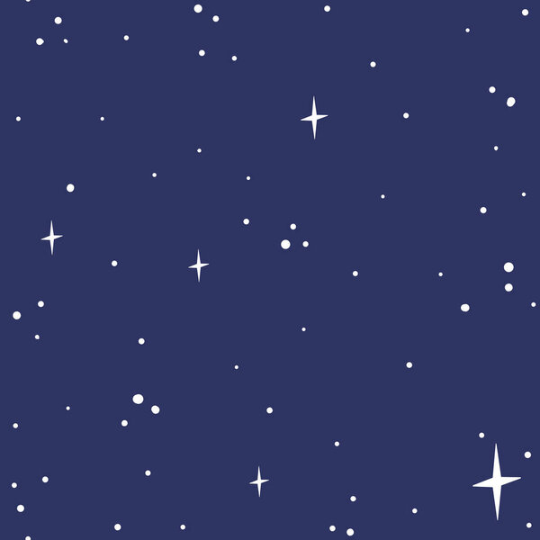 Seamless vector background with all-rounded stars in a dark blue sky