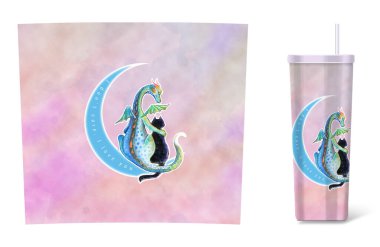 Taklacılar tasarımı ejderha, kedi ve harflerle kaplıyorlar. Sevgililer Günü. Zanaatkarlar için mükemmel - 20ons bardak sarma bardağı