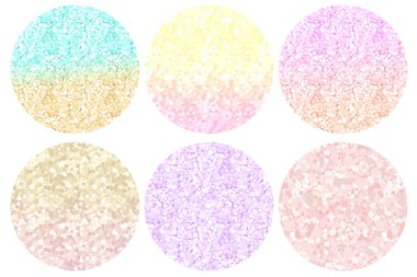 Zarif renklerde parıltılı ve eğimli yuvarlak arka planlar.