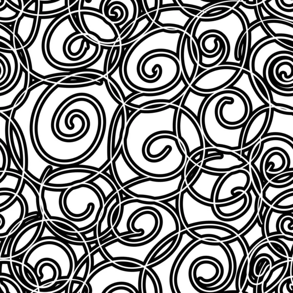 Бесшовный вектор черно-белой текстуры сложных хаотических линий — стоковый вектор