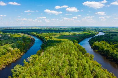 Aerial photo about the famous backwater of Tisza river, next to Toserdo. Hungarian name is Lakiteleki-Holt-Tisza. clipart