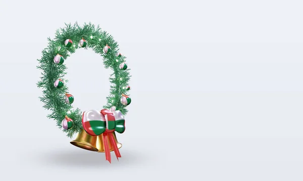 Christmas Wreath Madagascar Flag Rendering Left View — Stock Photo, Image