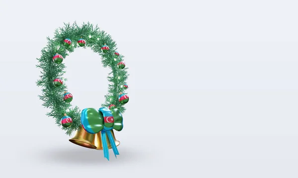 Christmas Wreath Azerbaijan Flag Rendering Left View — Stock Photo, Image