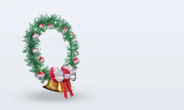 Christmas Wreath Monaco Flag Rendering Left View — Stock Photo, Image